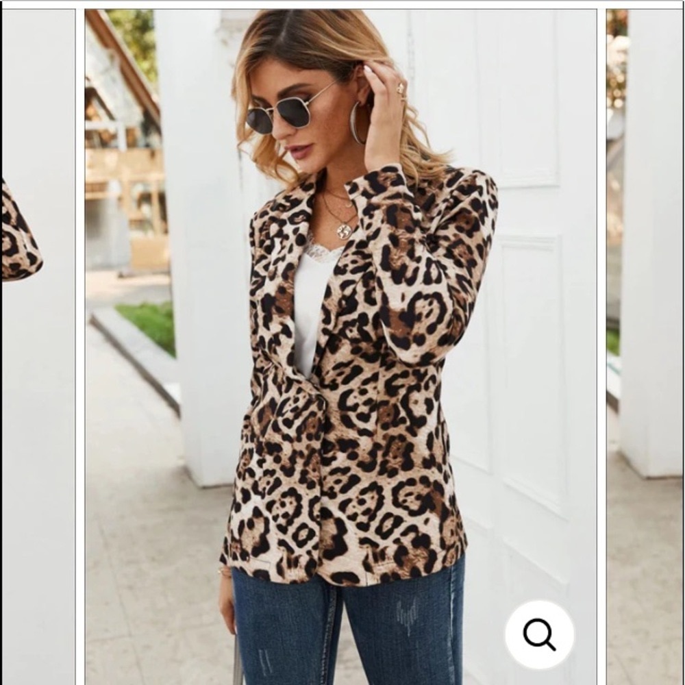 Leopard print jacket tan and black. Boho